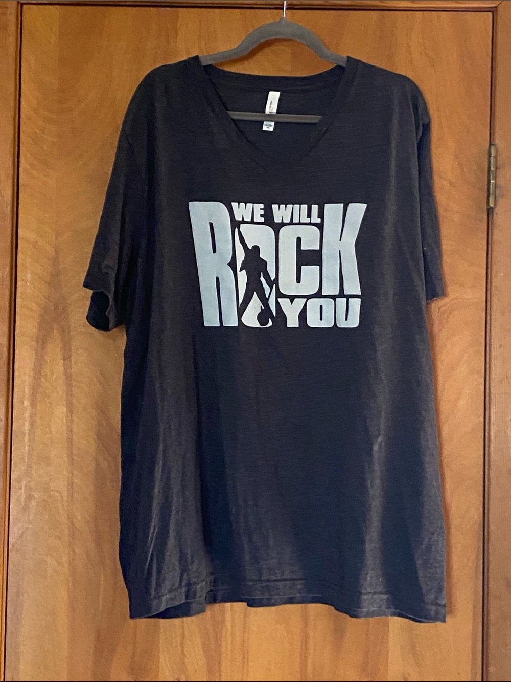 Bella Canvas Black V-Neck 'We Will Rock You' Graphic Tee